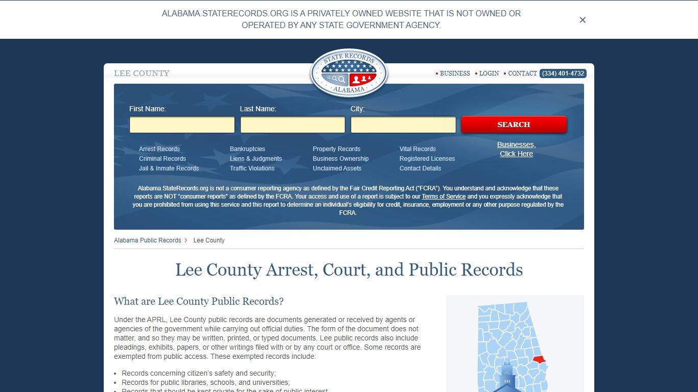 Lee County Arrest, Court, and Public Records