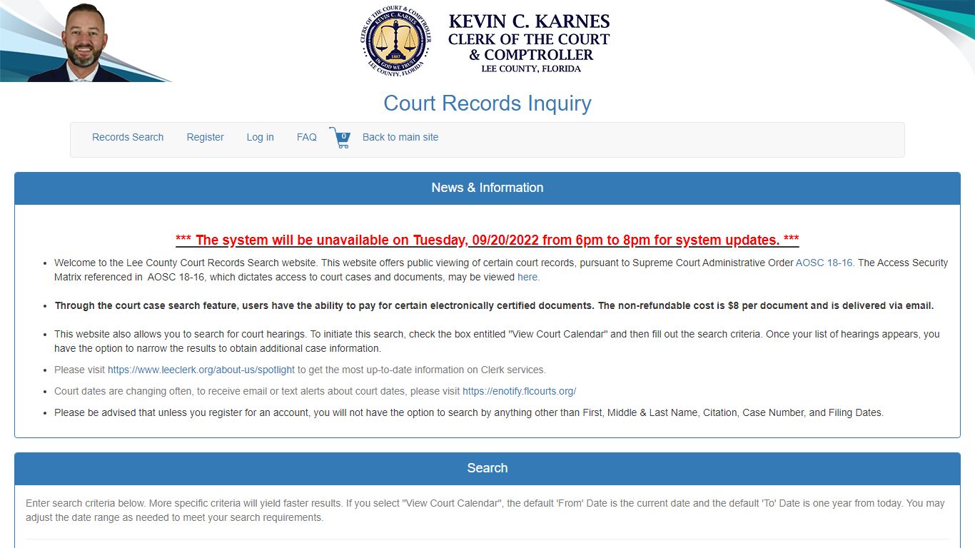 Lee County Clerk of Courts Records Inquiry