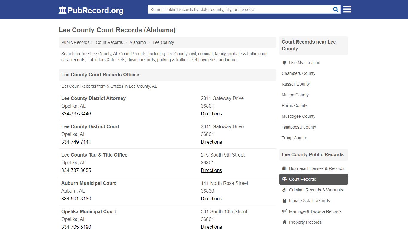 Free Lee County Court Records (Alabama Court Records) - PubRecord.org